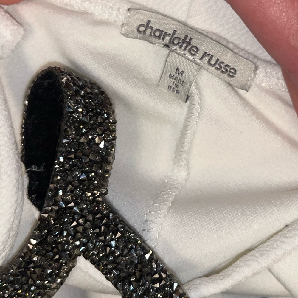 Charlotte Russe White and gray sparkly geometric moon rock mini cocktail dress! - Picture 5 of 15